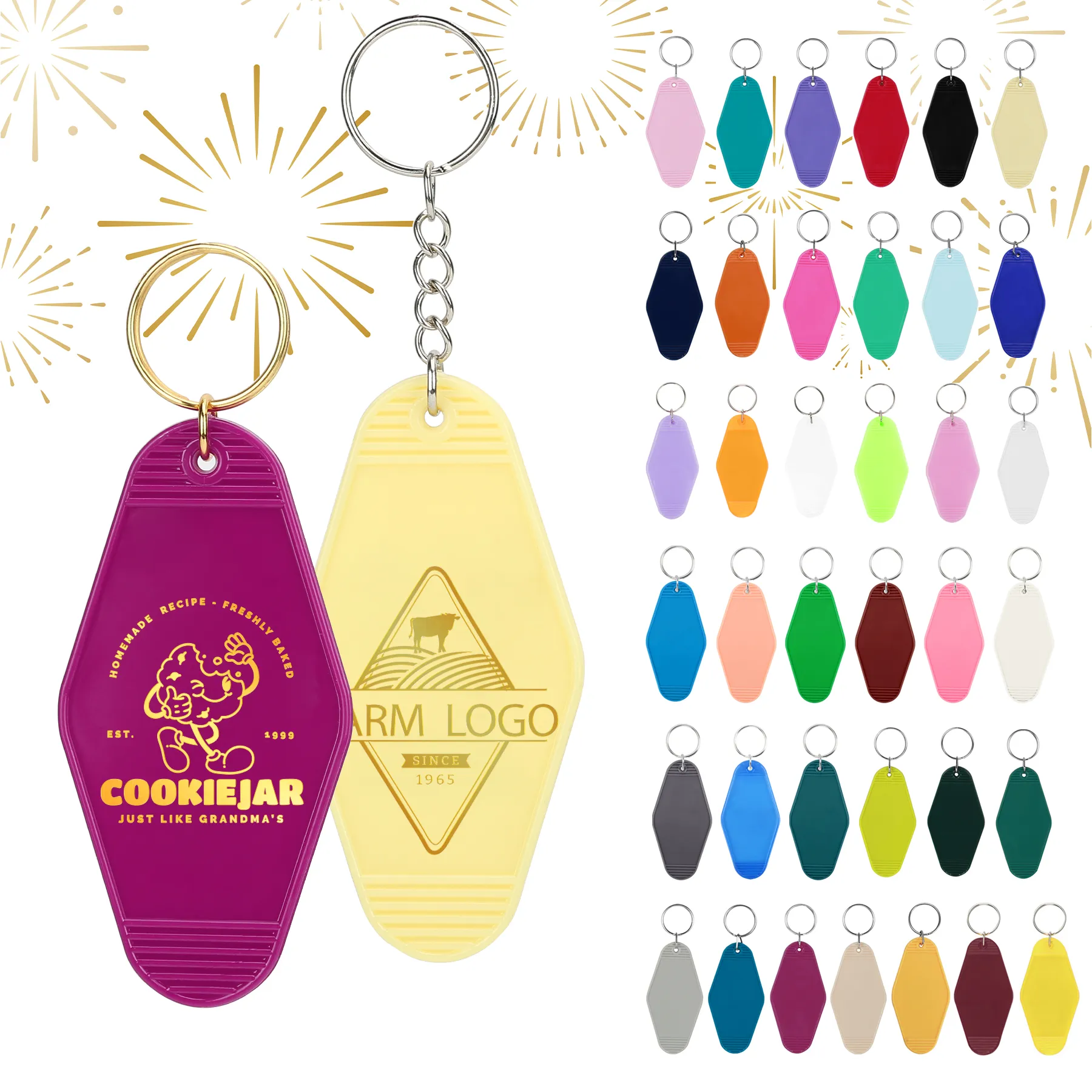 Custom Printed Retro Vintage Motel Keychain