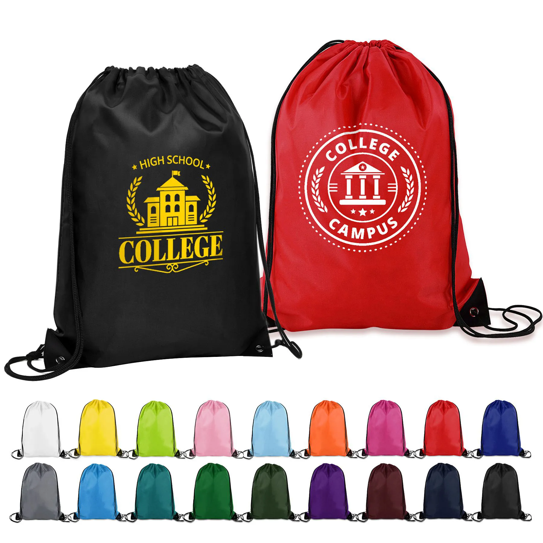 14" x 18" Polyester Custom Drawstring Backpack (Double Sided)