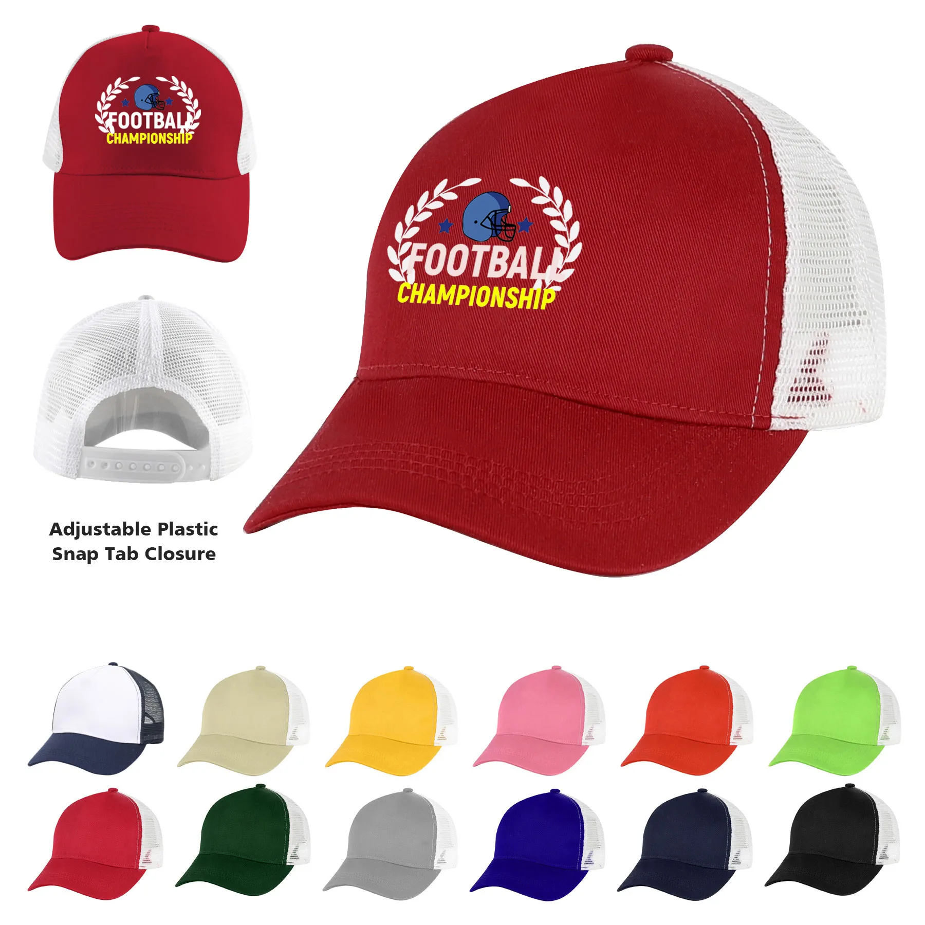 5 Panel Polyester and Cotton Trucker Cap With Snapback