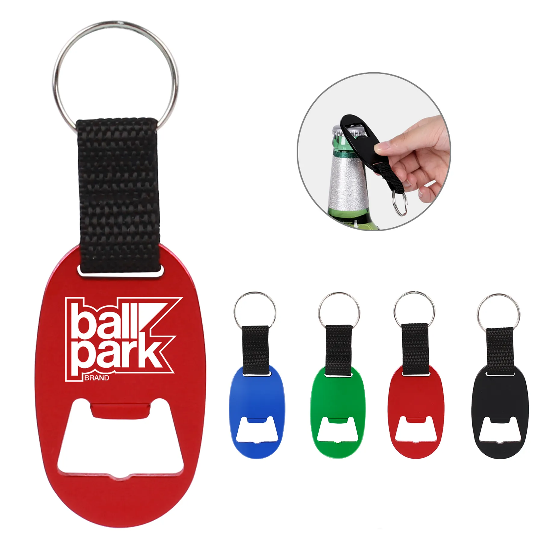 Oval Beer Bottle Opener Keychain (Laser Engraved)