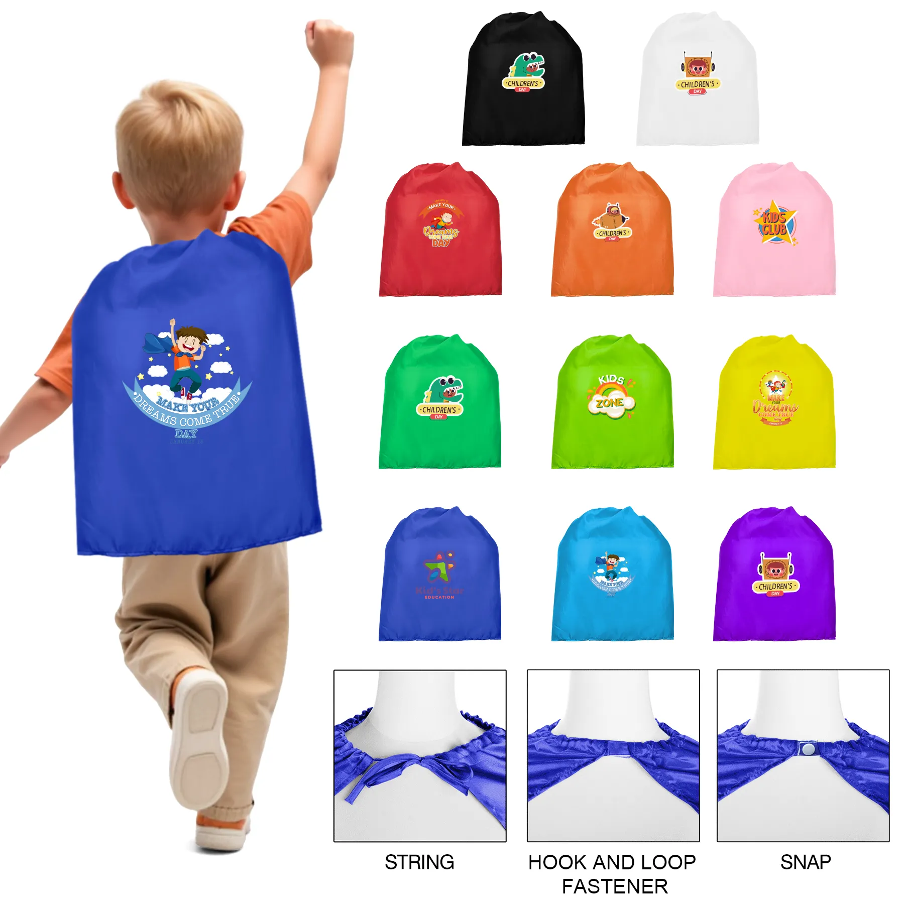 Custom Printed Kid Satin Superhero Cape