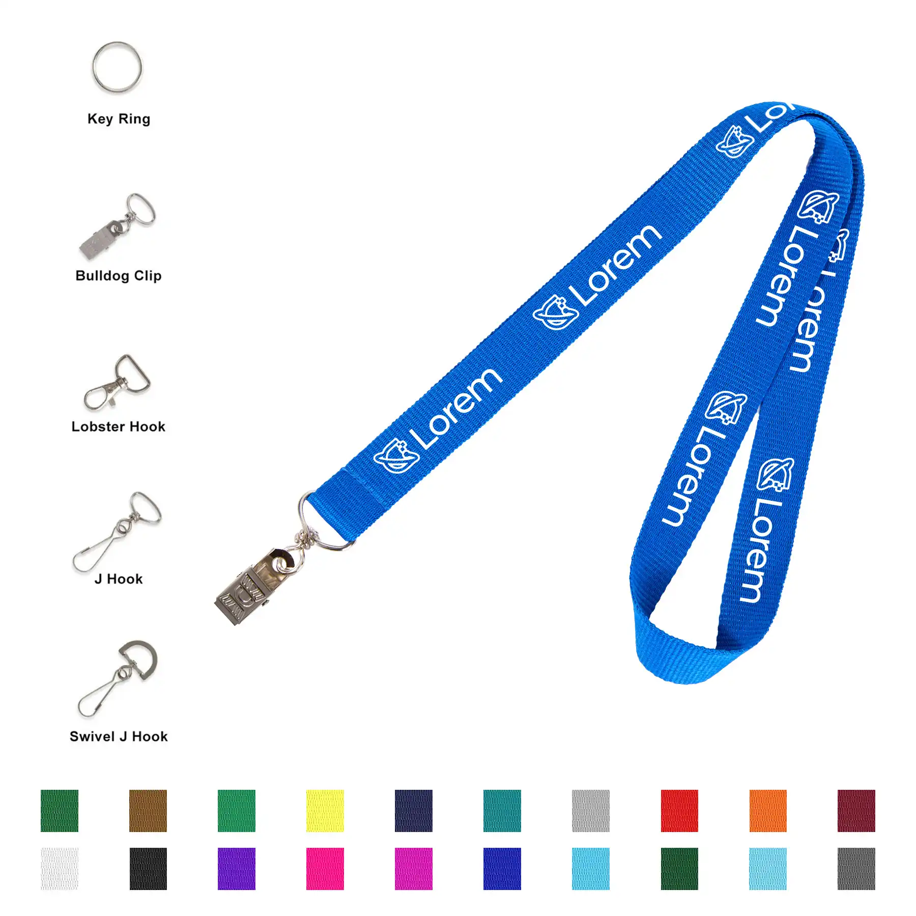 3/4" Polyester Custom Printed Lanyard With Multiple Attachments