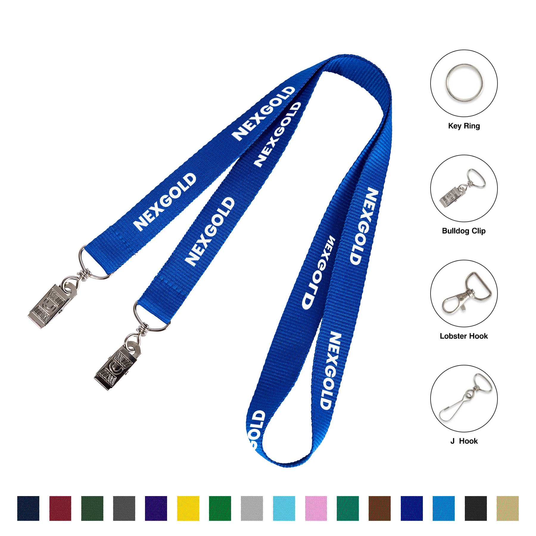 3/4" Custom Open Ended Polyester Lanyard With Dual Attachments