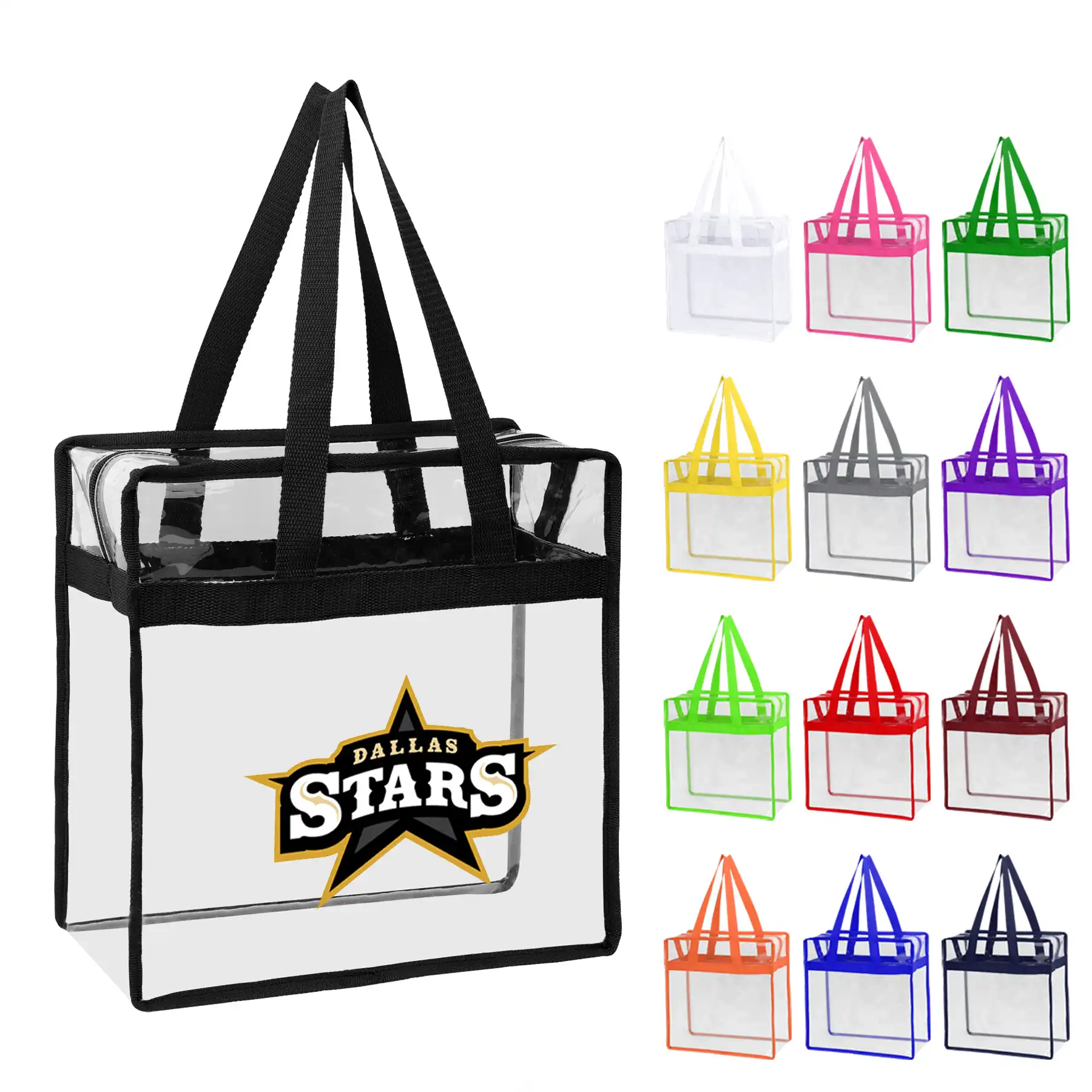 Stadium Approved Clear Zipper Tote Bag (12'' x 12'' x 6'')